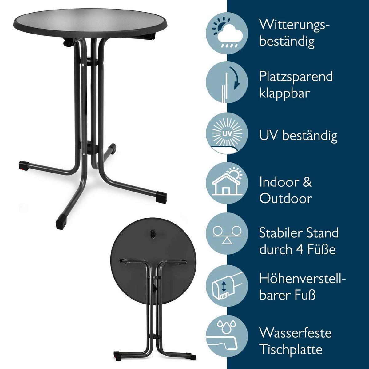 STEHTISCH Bellini Ø 70cm Schwarz mit Stella Stehtischhusse Ø 70cm Anthrazit - Anthrazit, Metall (70/70/110cm) - Beautissu 