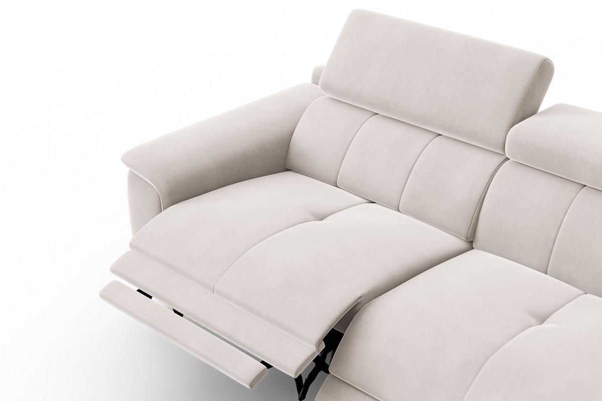 SOFA RELAX FIERO 3-Sitzer, Beiger Veloursstoff - Beige/Schwarz, Holz/Textil (212/82/103cm) - Courtois Laville