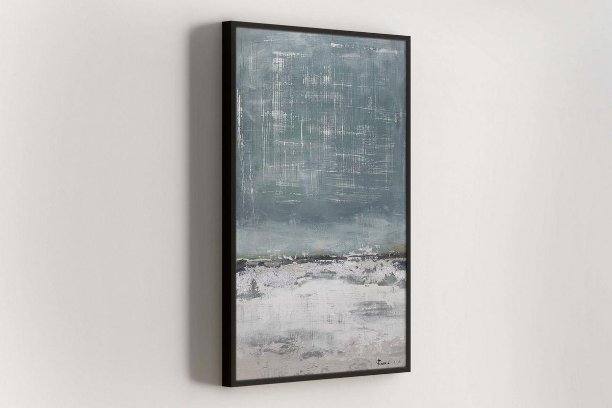ACRYLBILD HANDGEMALT 60/90 cm - Blau/Beige, Holz/Textil (60/90cm) - KUNSTLOFT