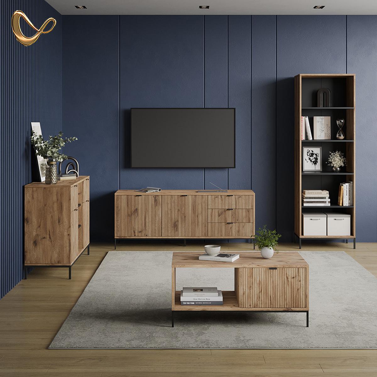 BÜCHERREGAL Aterno Viking Oak mit 5 Fächern - Eichefarben, Holzwerkstoff (60/180/40cm) - Livinity®