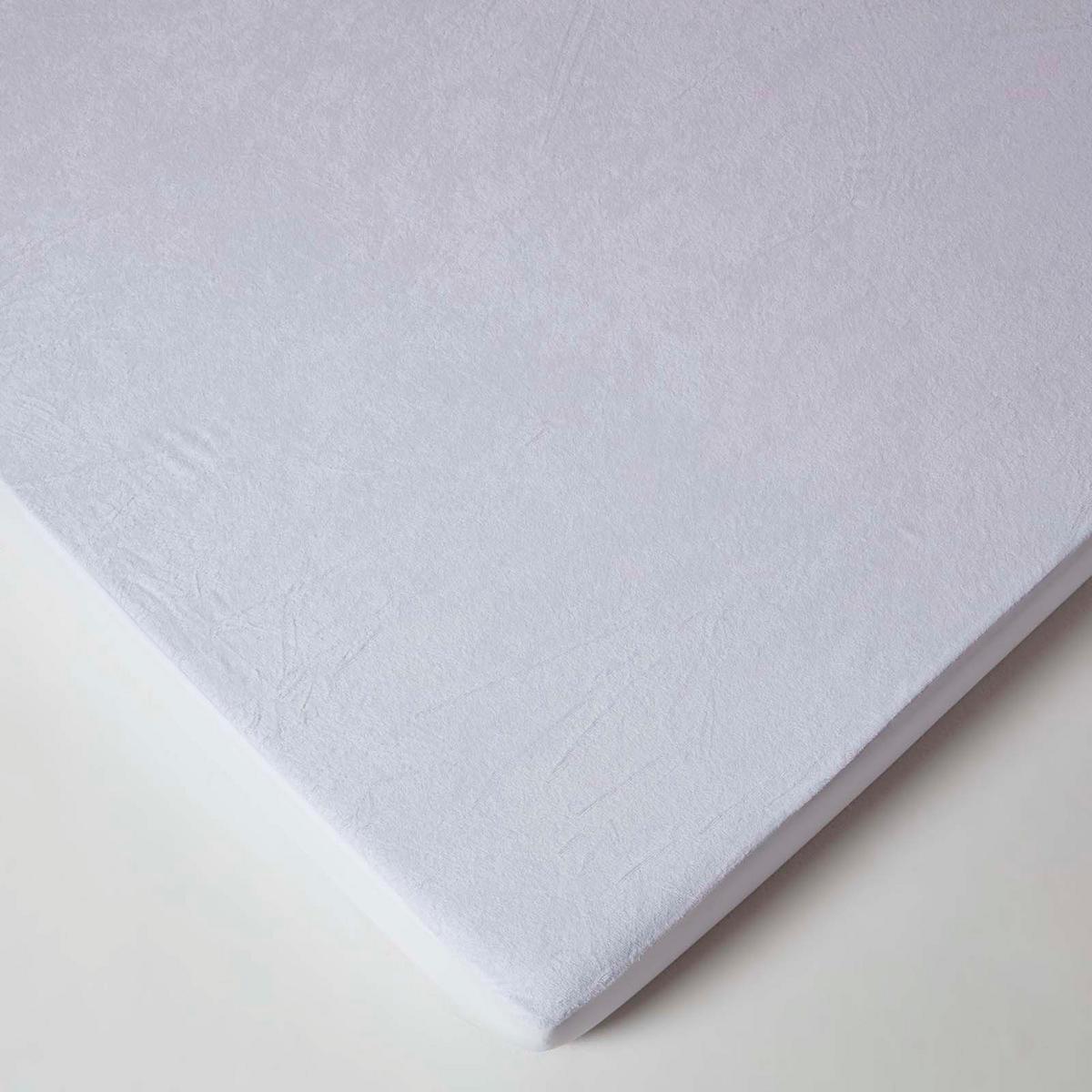 MATRATZENSCHONER wasserdicht 135/190 cm, Frottee-Oberfläche - Weiß, Textil (135/190cm) - Homescapes