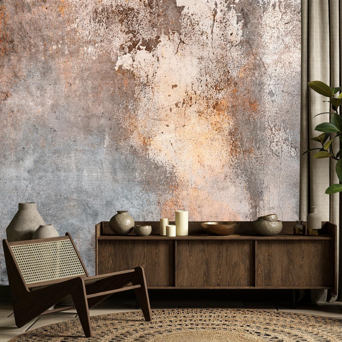 FOTOTAPETE für Wohnzimmer Beton Abstraktion 150x105 - Beige/Orange, Papier (150/105cm) - Muralo