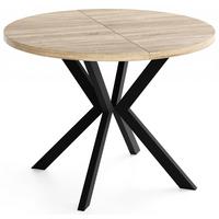 ESSTISCH Valeo runder ausziehbarer, Sonoma Eiche 120-200/120/76 cm - Schwarz/Sonoma Eiche, Holzwerkstoff/Metall (120/200/76cm) - WFL GROUP