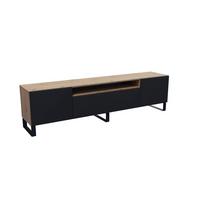 LOWBOARD CAVA 200/41/40 cm, Stand-TV-Schrank Eiche Artisan - Schwarz/Eiche Artisan, Holzwerkstoff (200/41/40cm) - MASSENO