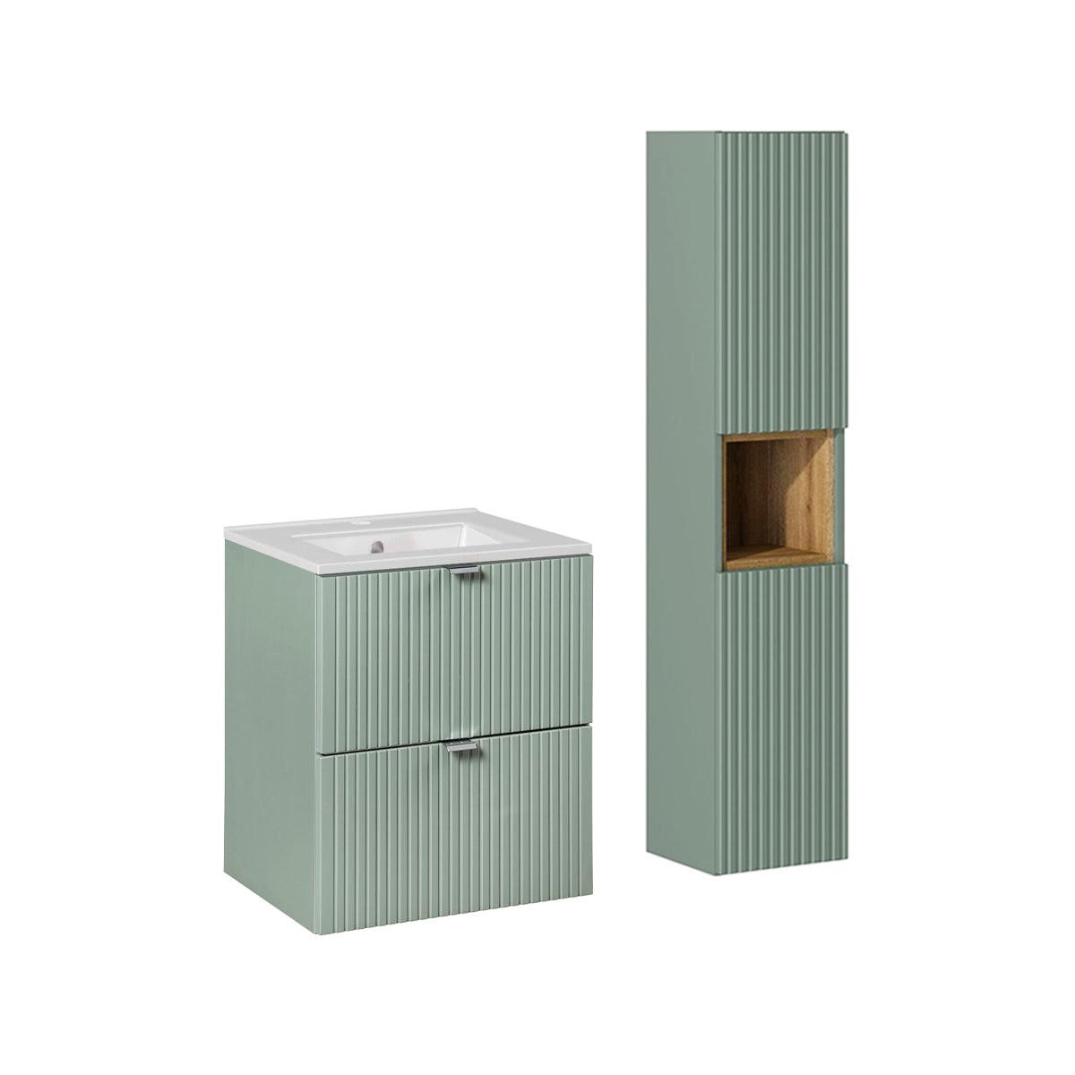 BADMÖBEL 50cm Jade 2er-Set Grün - Grün, Holzwerkstoff (50/57/40cm) - Petits-meubles