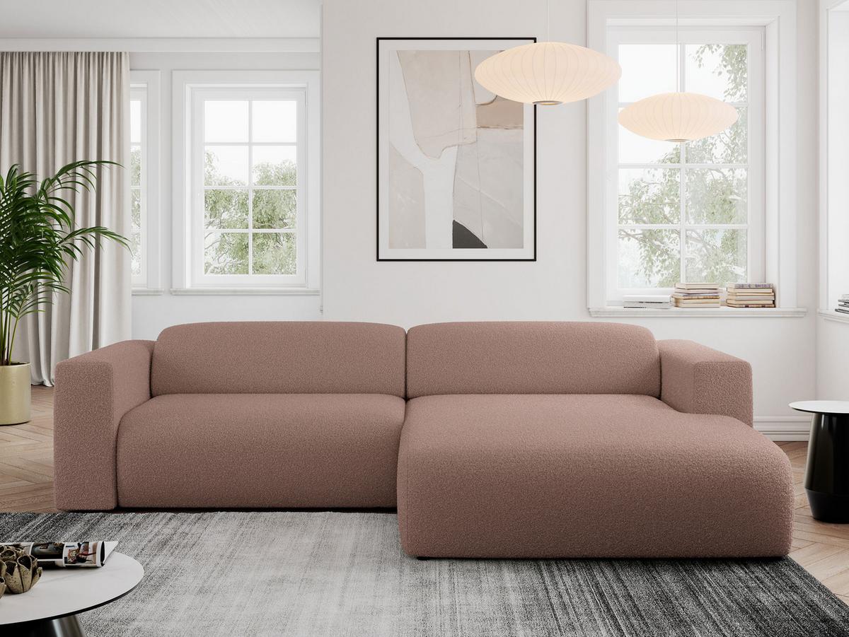 OFERTA WYCOFANA ECKSOFA PASADENA Rosa Bouclé Rechts Seite - Schwarz/Rosa, Kunststoff/Textil (288/180cm) - MKS