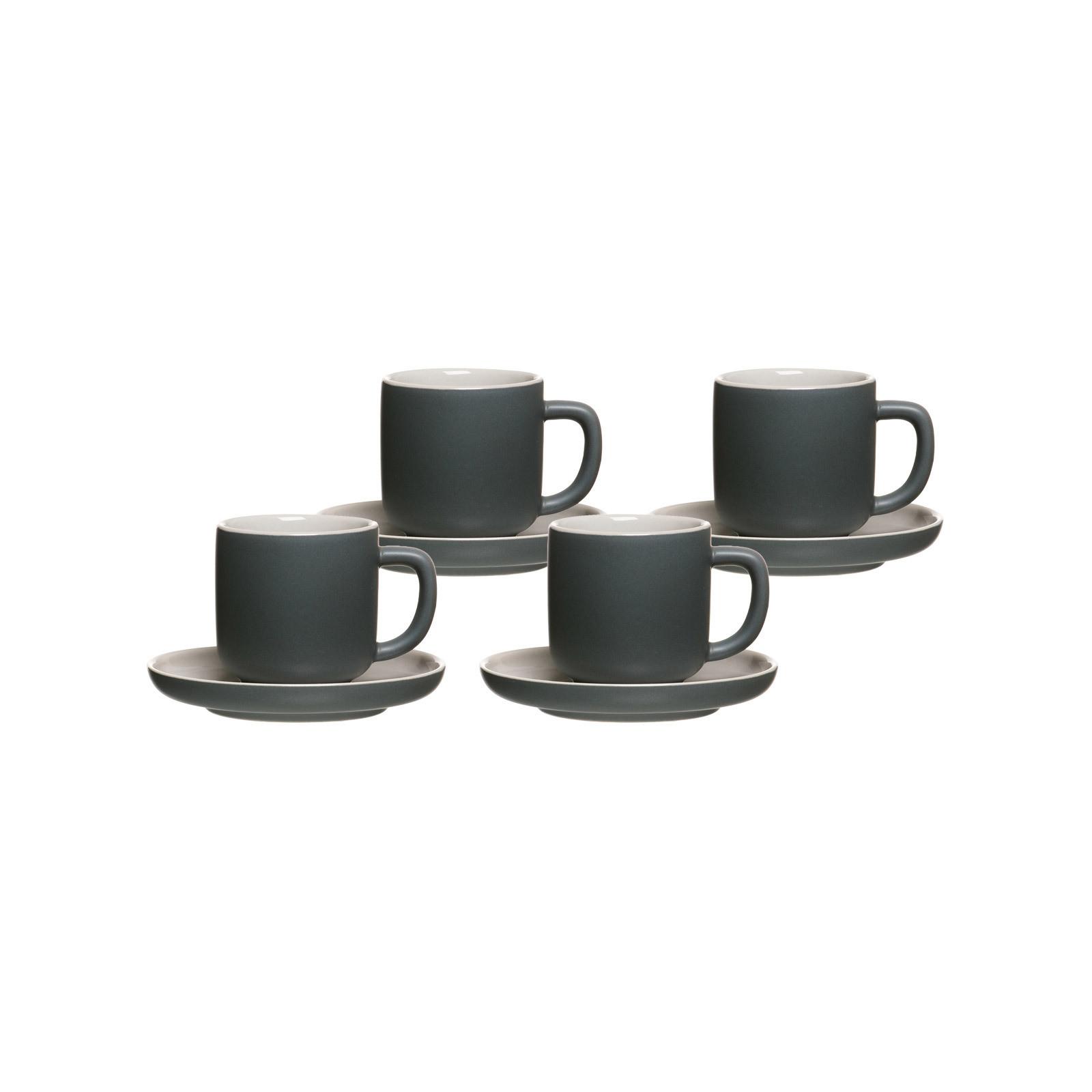 ESPRESSOTASSEN MIT UNTERTASSEN Jasper Grau 100 ml 4er Set - Grau, Keramik (2/2/2cm) - Ritzenhoff Breker