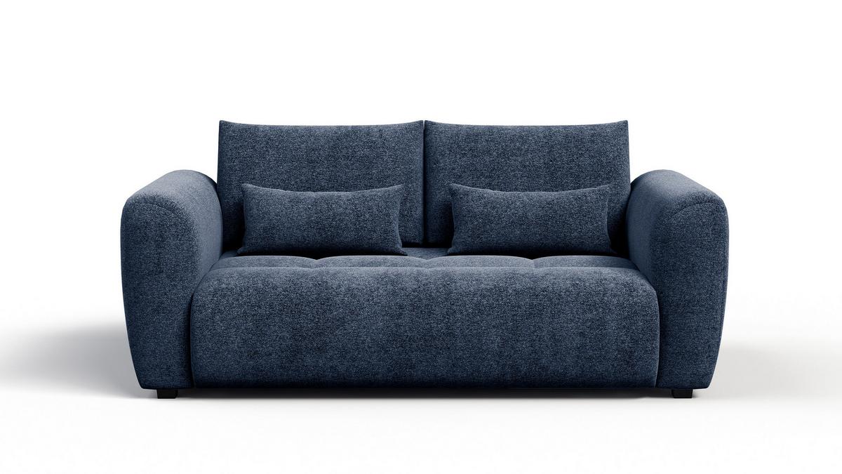 SOFA SORENO 3-Sitzer, dunkelblau - Schwarz/Dunkelblau, Holz/Textil (214/94/114cm) - Wozimo