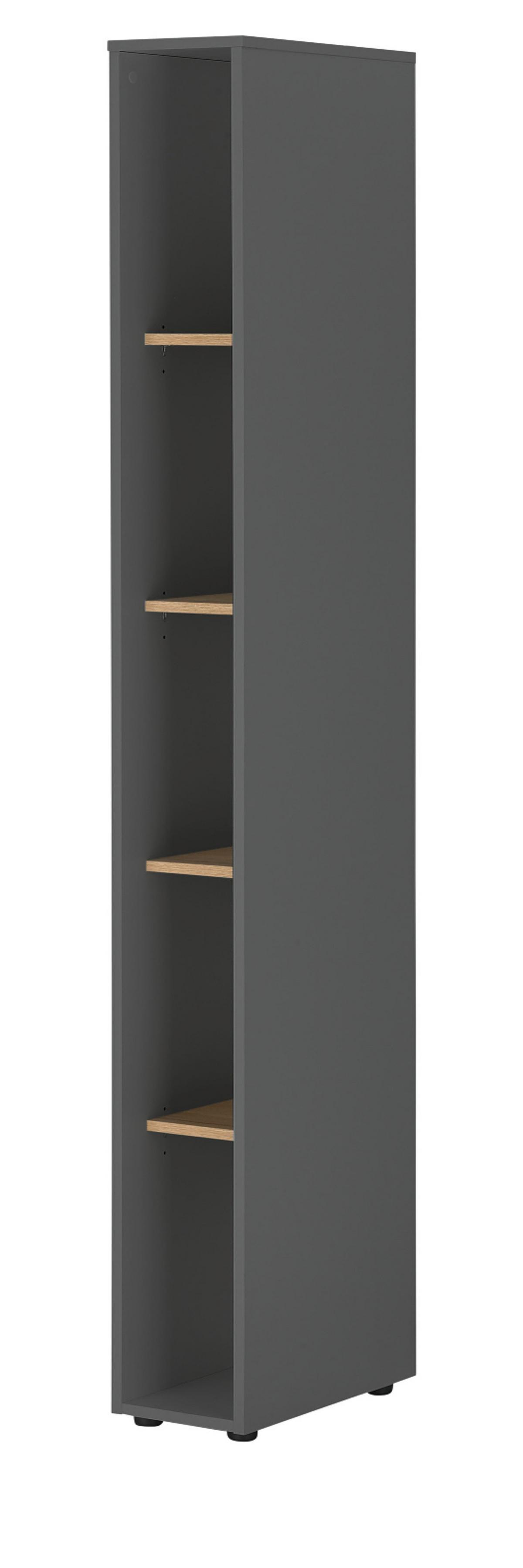 SCHREIBTISCHKOMBINATION 6-teilig grau matt, Eiche Wotan, Büromöbel Set mit viel Stauraum - Eichefarben/Schwarz, Holzwerkstoff/Kunststoff (140/263/200cm) - Furn.Design