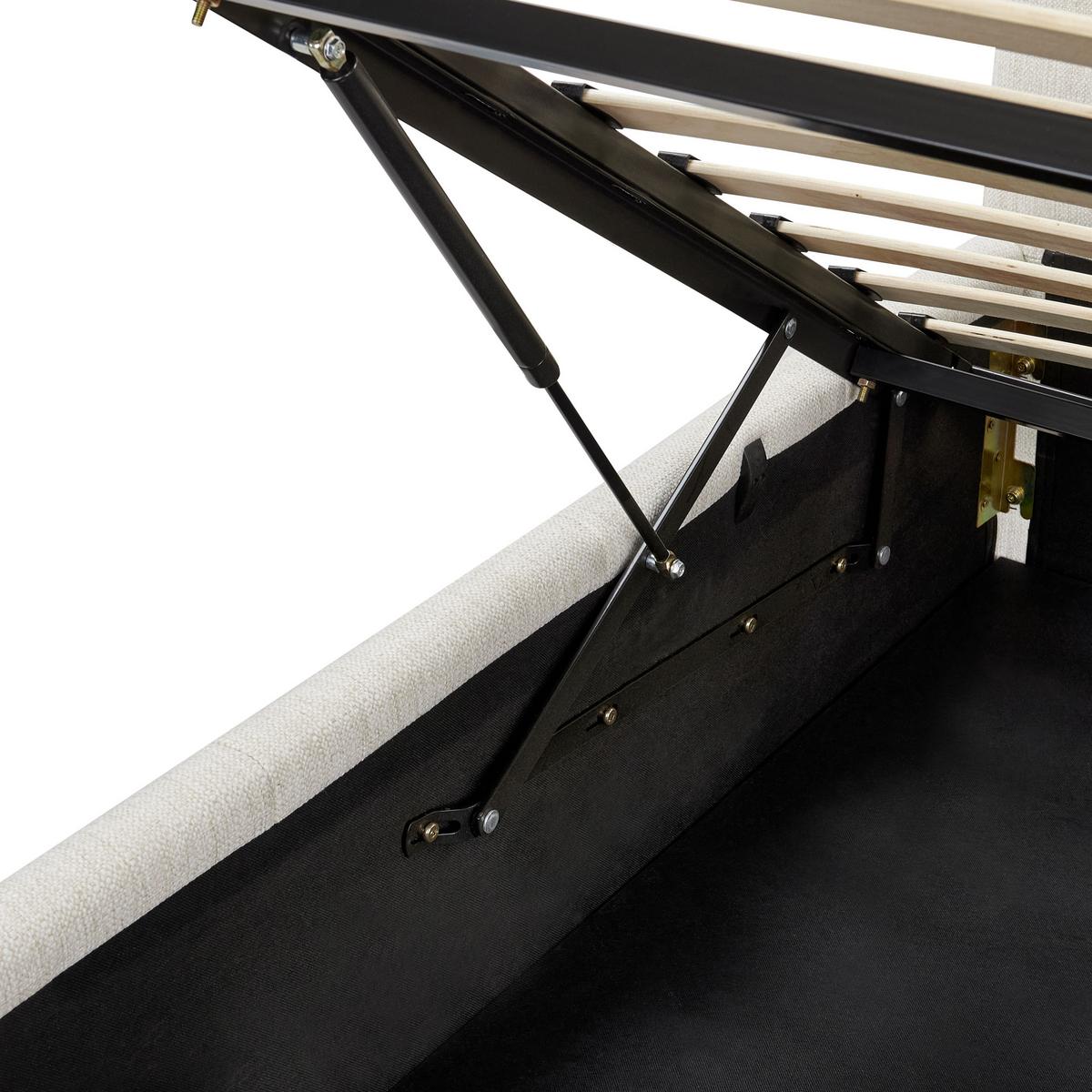 BETT mit Stauraum 180/200 cm Stoff Cremeweiß Castelnavet - Creme, Textil (180/200cm) - Beliani