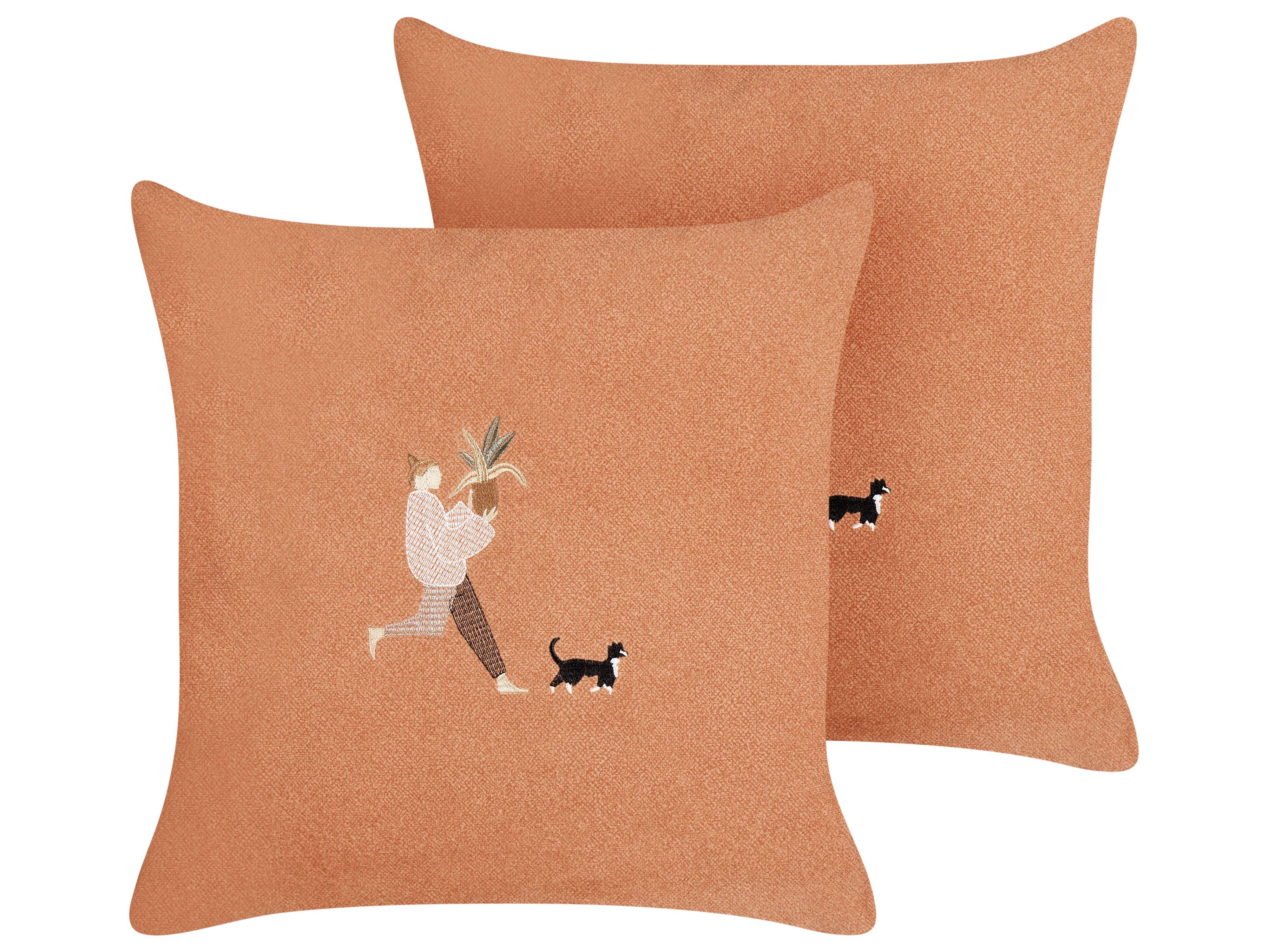 DEKOKISSEN 2er-Set Orange 45/45 cm Marigold - Orange, Textil (45/45cm) - Beliani
