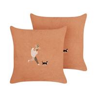 DEKOKISSEN 2er-Set Orange 45/45 cm Marigold - Orange, Textil (45/45cm) - Beliani