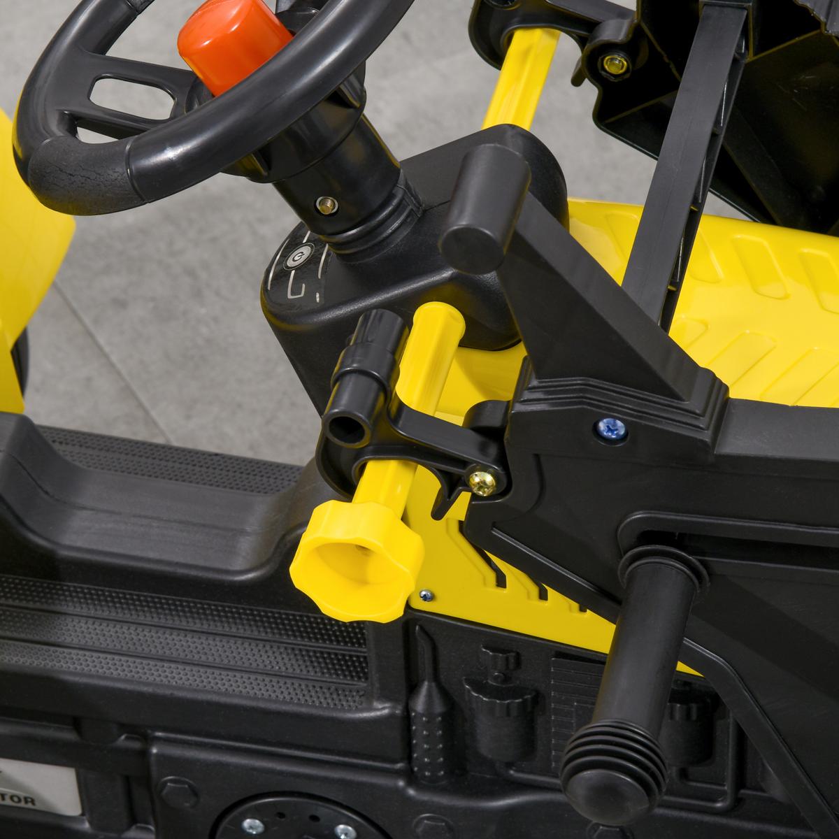KINDER-RADLADER Kinderbagger Tretauto für 3-jährige Kinder mit Pedalen Gelb - Schwarz, Metall (114/41/52cm) - HOMCOM