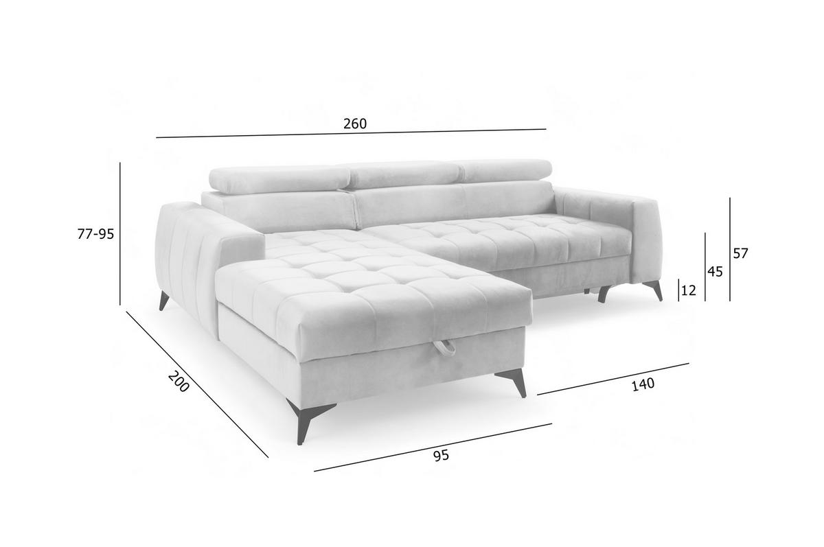 ECKSOFA L Form Arkucio Mini Braun 260/200/95 cm Links mit Schlaffunktion - Schwarz/Braun, Textil/Metall (200/260cm) - AX Living