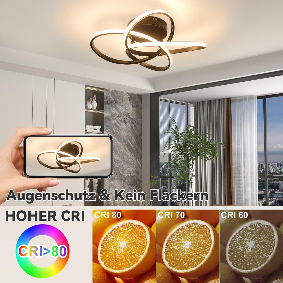 LED DECKENLEUCHTE FRANZISKA II 42/45/16 cm - Schwarz, Metall (45/42/16cm) - Nettlife
