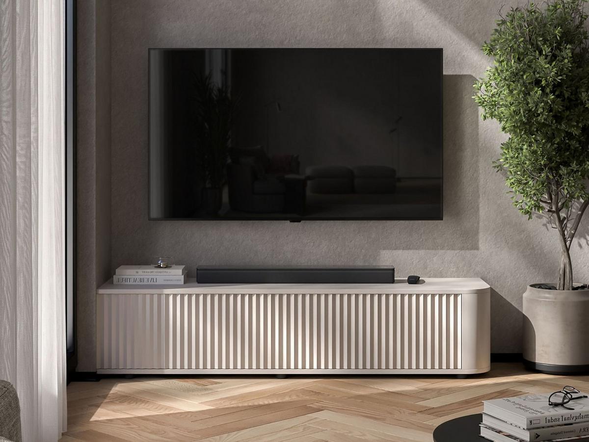 TV-LOWBOARD Aurora Kaschmir matt 140 cm mit niedrigen Füßen - Kaschmir, Holzwerkstoff (140/31/35cm) - Meble Lindner