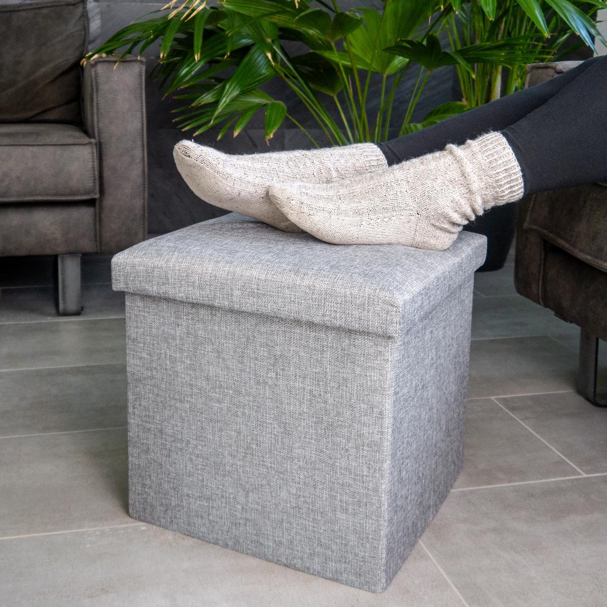 SITZHOCKER mit Stauraum 30/30/30 cm (Grau) - Grau, Textil (38/38/38cm) - Intirilife