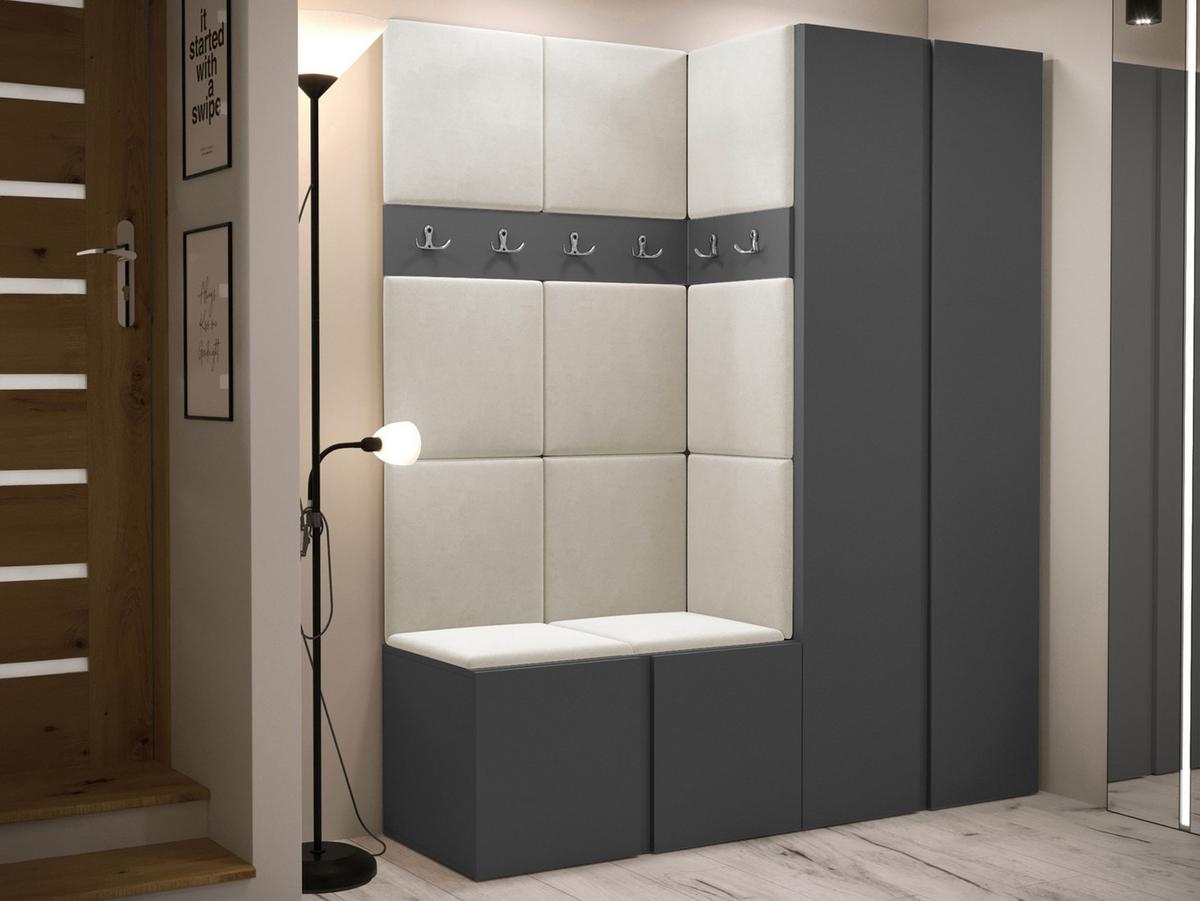 GARDEROBEN-SET Orion III - Beige/Graphitfarben, Holzwerkstoff/Kunststoff (158/186/46cm) - MIRJAN24