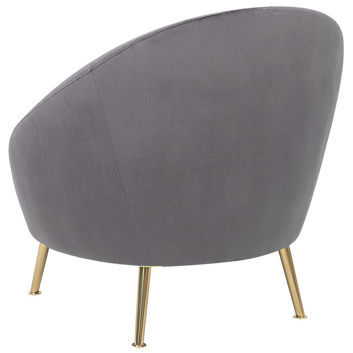 SESSEL Samtstoff grau Langa - Goldfarben/Grau, Textil (80/81/76cm) - Beliani
