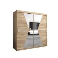 SCHWEBETÜRENSCHRANK 200/200/62 2-türig - Silberfarben/Sonoma Eiche, Holz/Kunststoff (200/200/62cm) - MÖBEL KRYSPOL