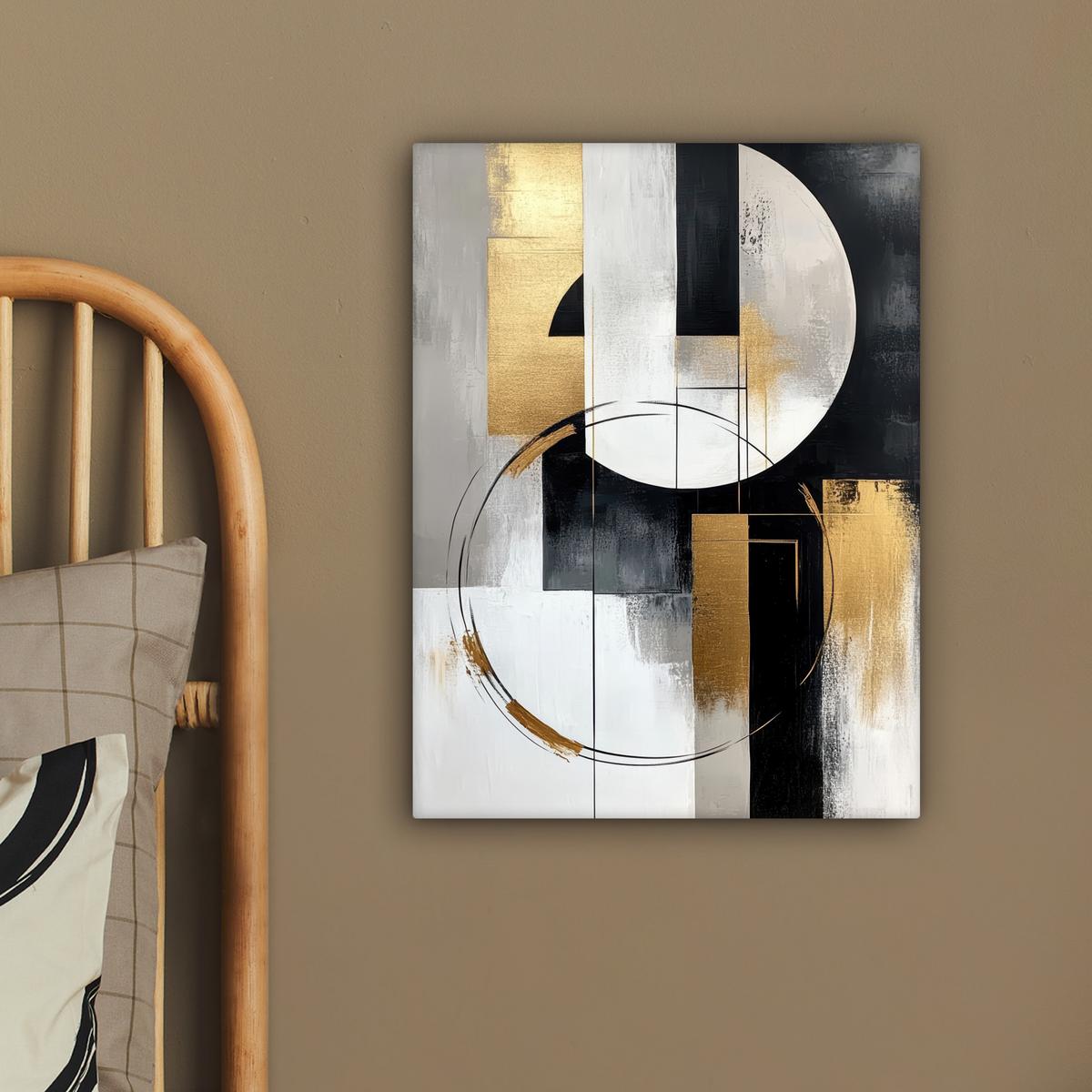 LEINWANDBILD Abstrakt - Gold - Silber - Formen - Ästhetik Room Decor 30x40 cm - Multicolor, Textil (30/40cm) - MuchoWow