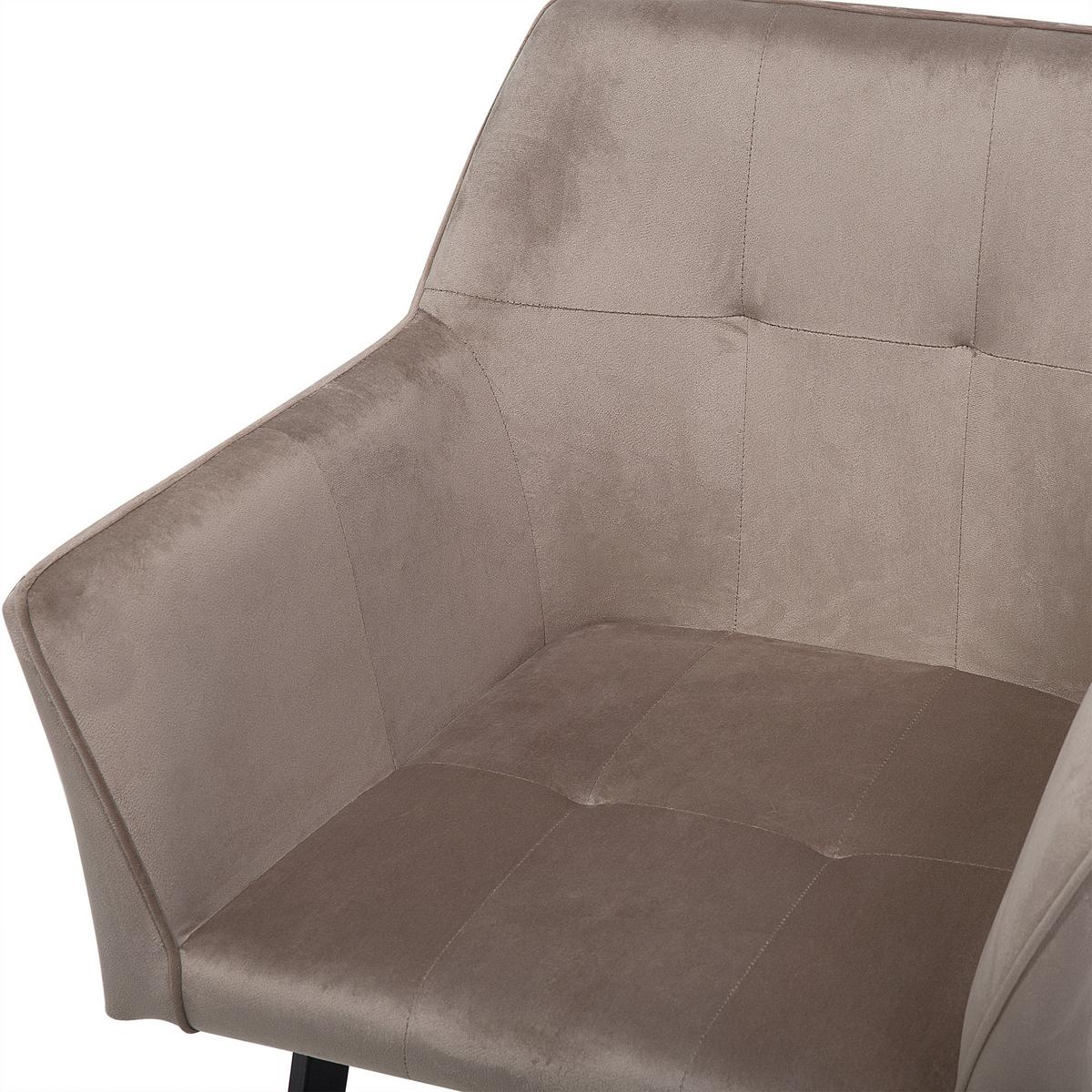 ESSZIMMERSTUHL 2er-Set Samtstoff Beige Jasmin - Beige, Textil/Metall (60/84/49cm) - Beliani