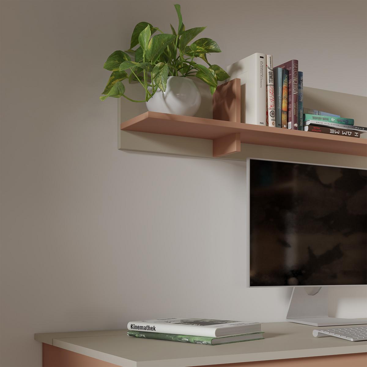 BÜCHERREGAL Largo mit 2 Türen und offenen Fächern, für Jugendzimmer, 90 cm, Kaschmir/Alpaca - Kaschmir/Koralle, Holzwerkstoff (90/117/40cm) - Beautysofa