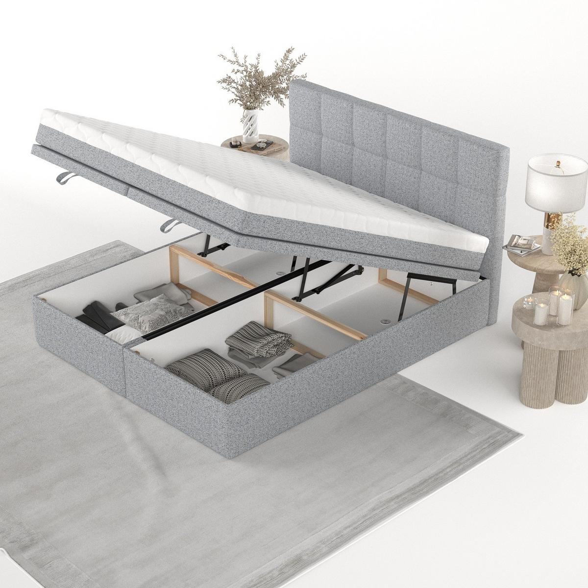 BOXBETT Elano 200/200 cm Grau im Riva Stoff - Schwarz/Grau, Holz/Holzwerkstoff (200/200cm) - AltaBeds