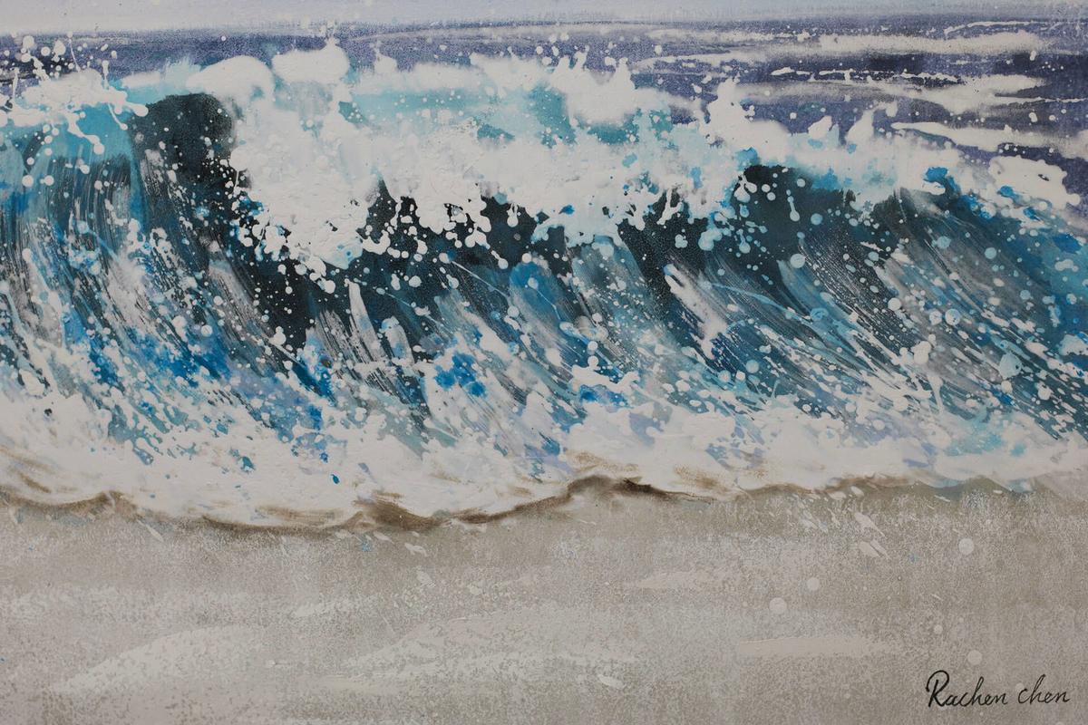 ACRYLBILD HANDGEMALT 120/80 cm - Blau, Holz/Textil (120/80cm) - KUNSTLOFT