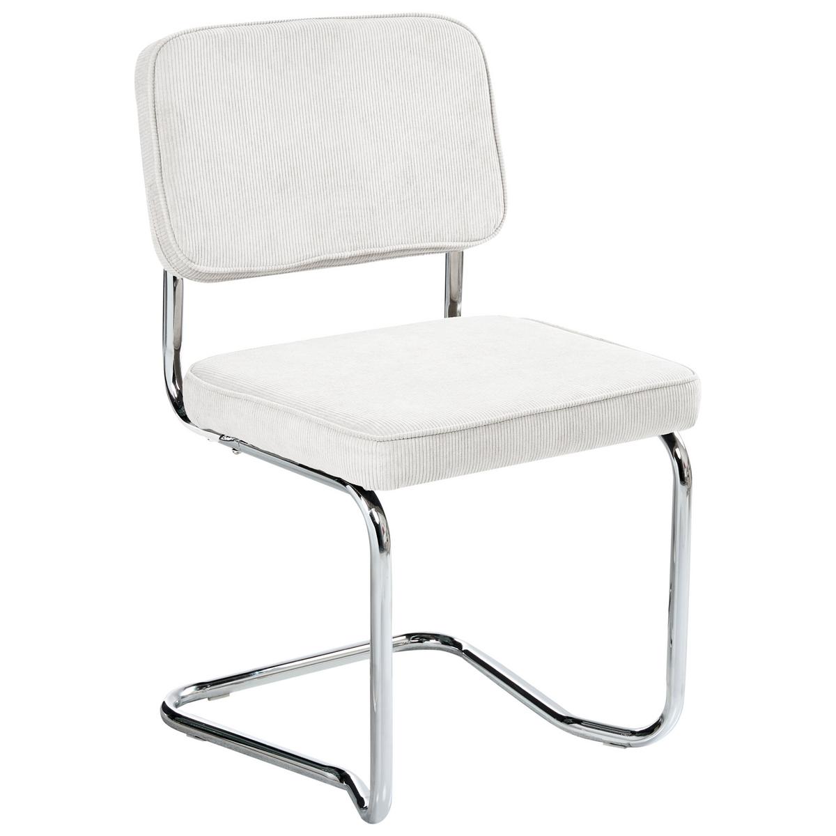 ESSZIMMERSTUHL 2er-Set Cremeweiß Irwin - Silberfarben/Weiß, Textil (50/85/53cm) - Beliani