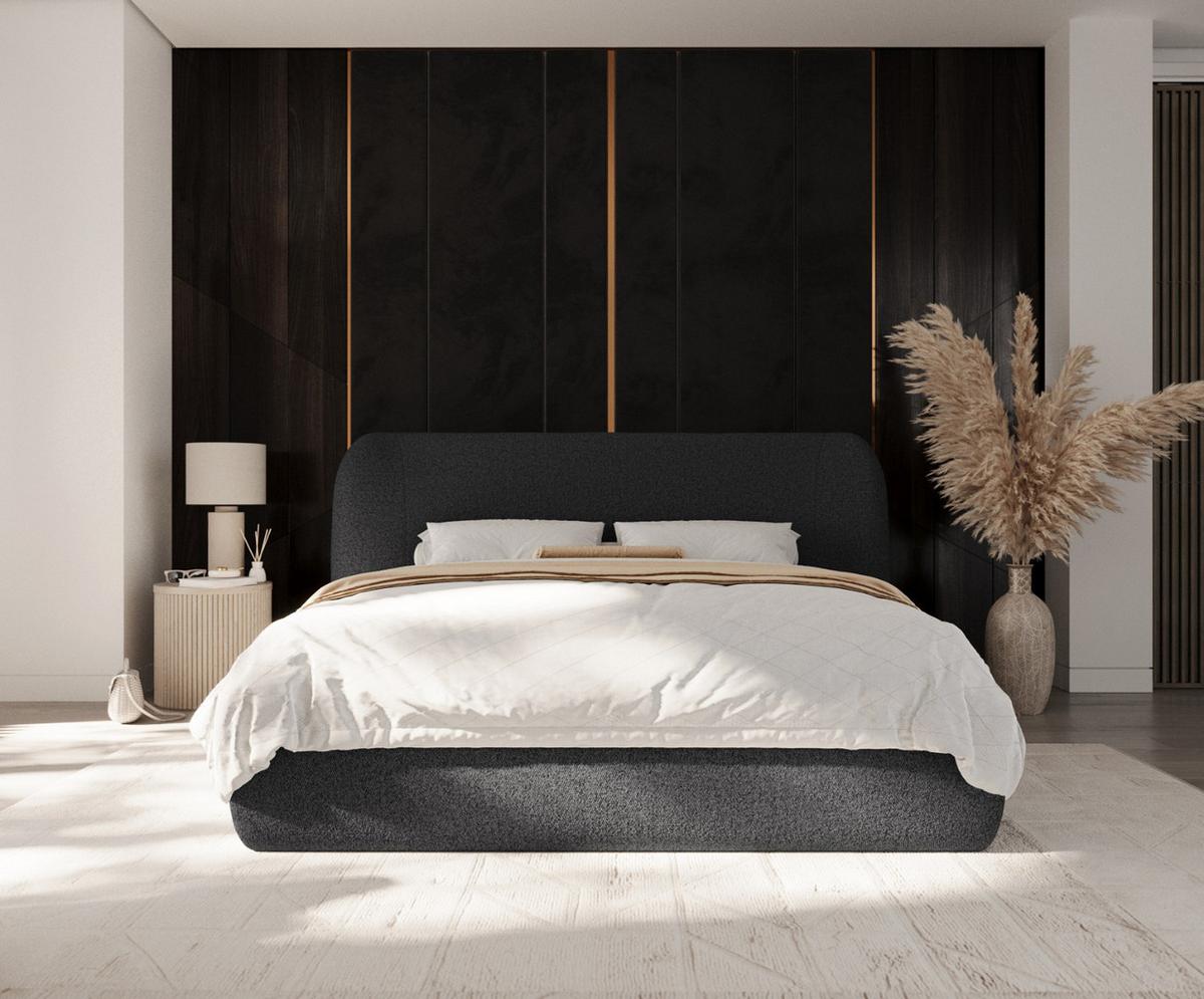 POLSTERBETT Bellano mit Stauraum 160/200 cm Anthrazit im Riva Stoff - Anthrazit/Schwarz, Holz/Holzwerkstoff (160/200cm) - AltaBeds