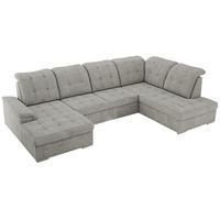 WOHNLANDSCHAFT MADRITO U - Hellgrau Struktur - Rechts - Silberfarben/Hellgrau, Textil/Metall (323/89/204cm) - MKS