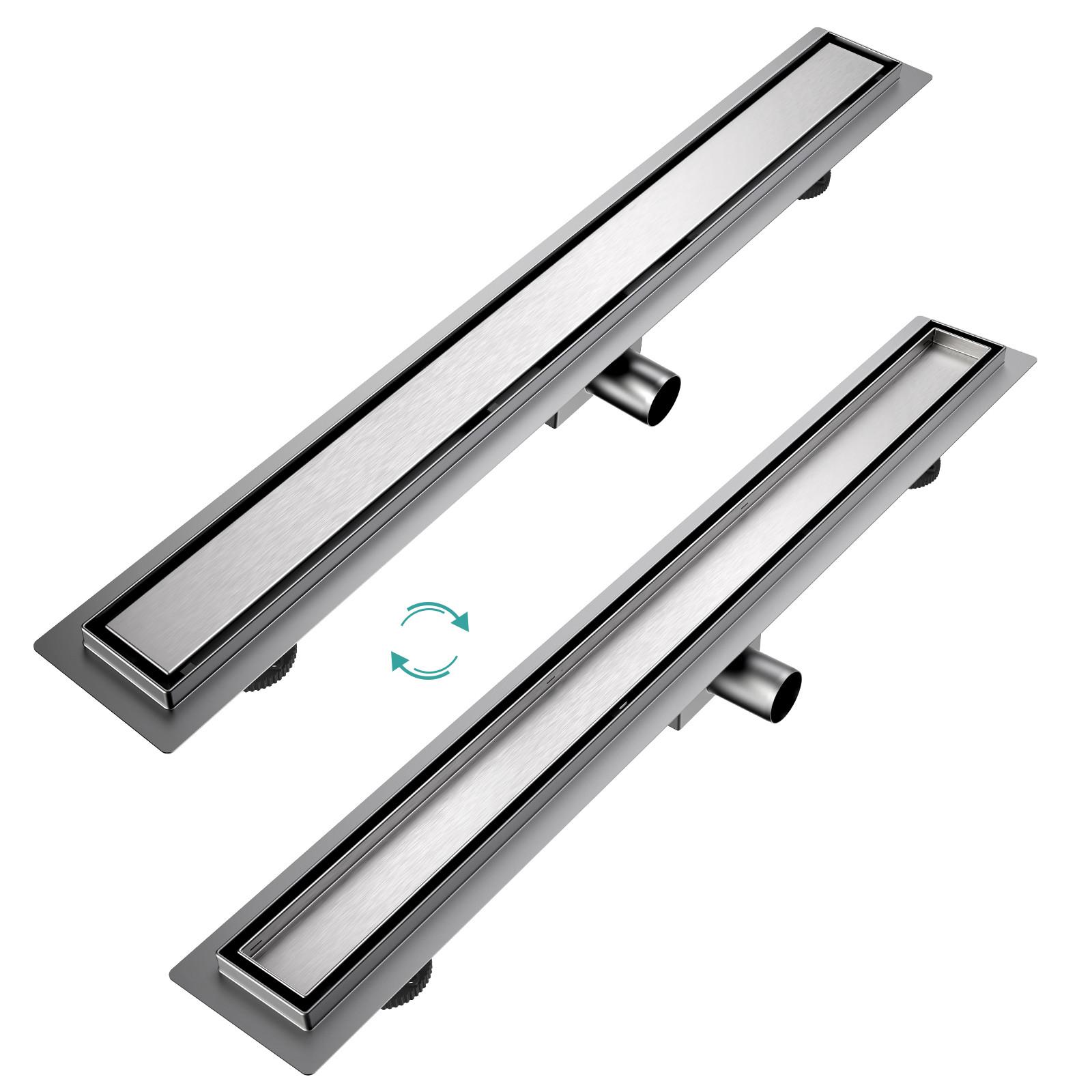 DUSCHRINNE Edelstahl Dusche & Bad 80/11 cm - Chromfarben, Metall (11/9/80cm) - EMKE