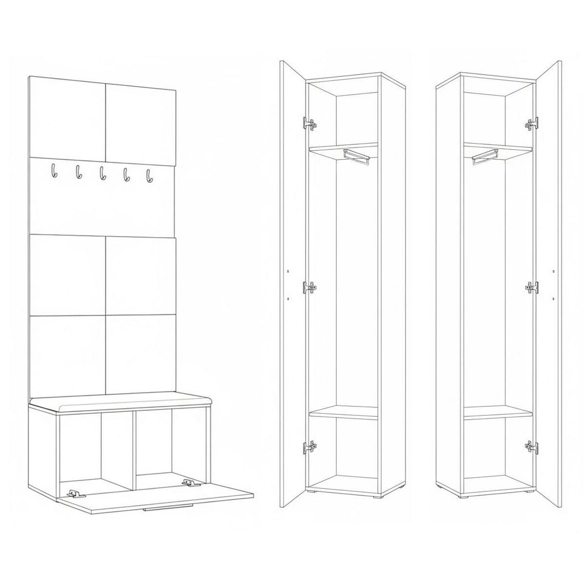 GARDEROBENSCHRANK MODULO 160,6/204/40 cm Modern Garderobe-Set Eiche Artisan - Eiche Artisan/Grau, Holzwerkstoff (160.6/204/40cm) - MASSENO