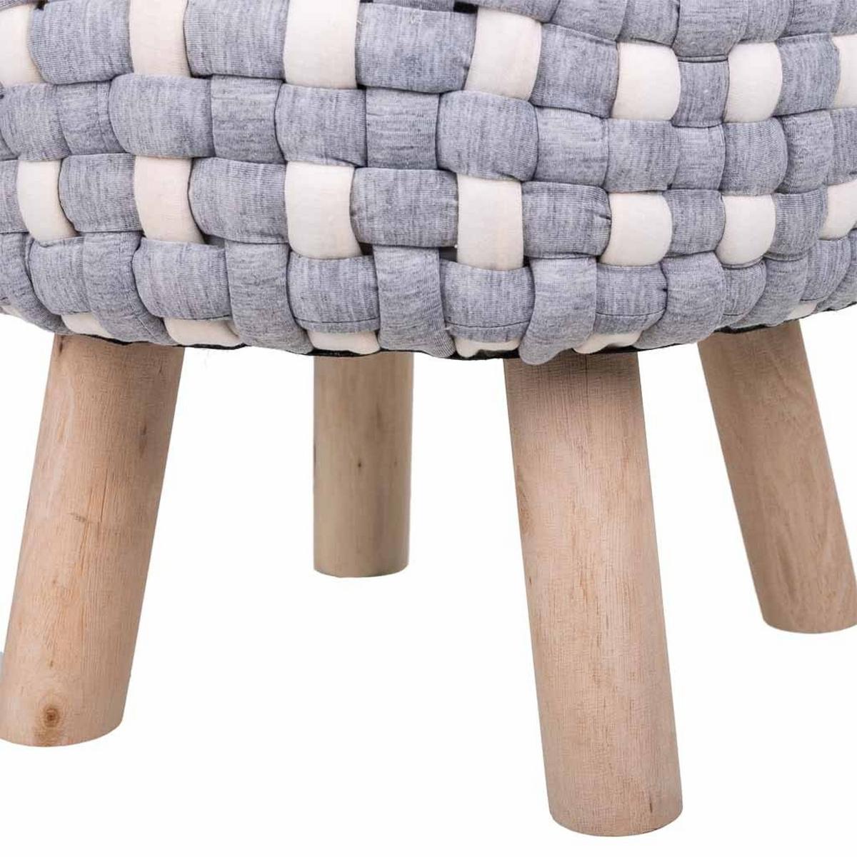HOCKER aus Holz und Baumwolle, grau, 40x36cm - Multicolor, Holz (40/36/40cm) - Wanderlust