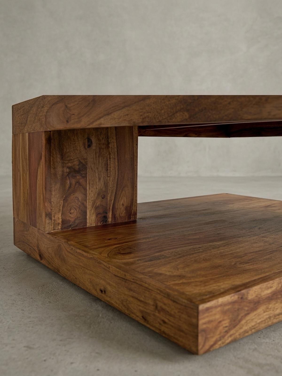 COUCHTISCH Dunkelbraun Massivholz Sheesham 90 cm Landhausstil - Braun, Holz (90/90/40cm) - KADIMA DESIGN