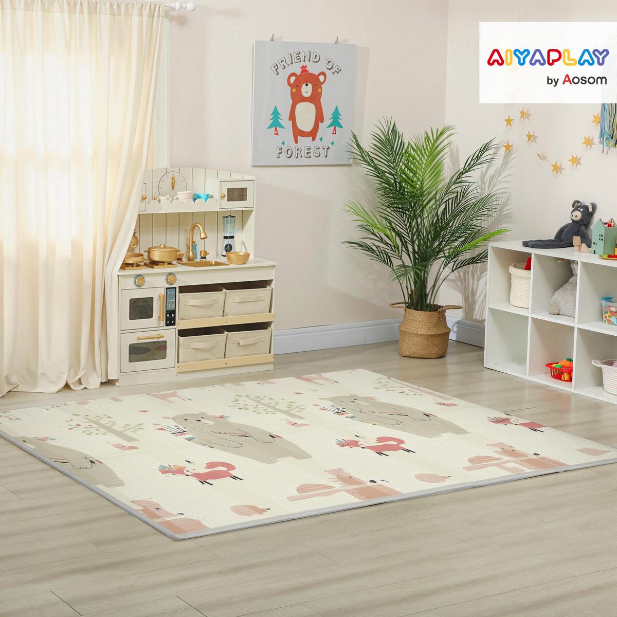 KRABBELMATTE faltbar Doppelseitige Mehrfarbig 200/150/1,5 cm - Multicolor, Kunststoff (150/200cm) - AIYAPLAY