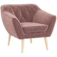 SESSEL Pirs 1 Sitzer Velvet Rosa - Rosa/Braun, Holz/Textil (80/75/74cm) - MKS