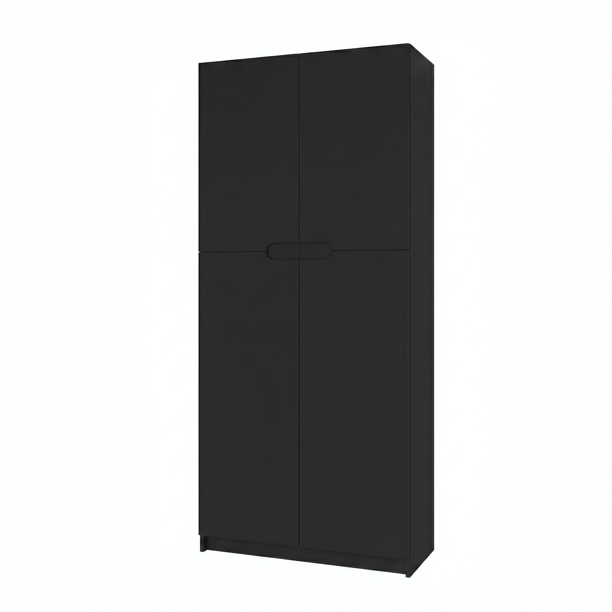 BÜROSCHRANK Logan Fronten in Schwarz matt - Schwarz, Holzwerkstoff (82/184/37cm) - Vladon
