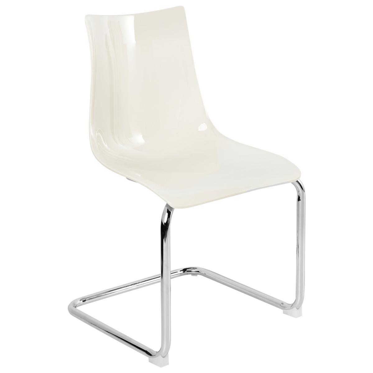 ESSZIMMERSTUHL 2er-Set Cremeweiß Marshall - Silberfarben/Weiß, Kunststoff (48/81/48cm) - Beliani