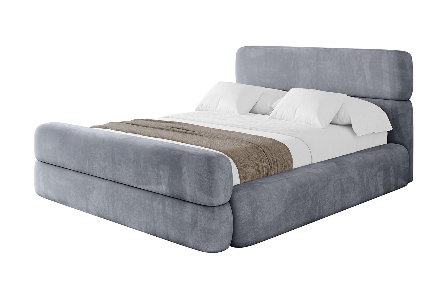 POLSTERBETT mit Bettkasten, Fußteil und Lattenrost, Boxbett mit Matratze H3/H4 - ENORA-Z 180x200 Grau - Grau, Holzwerkstoff/Textil (180/200cm) - ALTDECOR