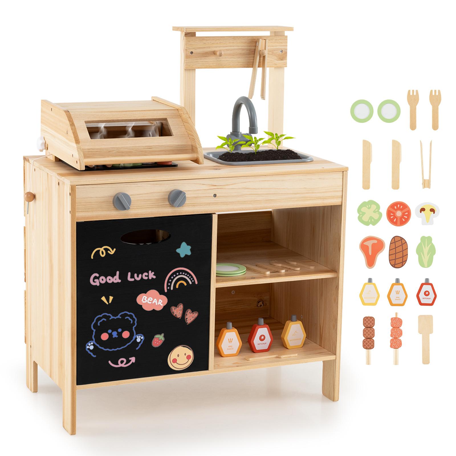 KINDERKÜCHE Outdoor Natur - Naturfarben, Holz (40/69/90cm) - COSTWAY