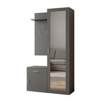 GARDEROBENSCHRANK Magnola Grau 100/180,5/35 cm – Modern, mit Spiegel und viel Stauraum - Grau, Holzwerkstoff/Kunststoff (100/180.5/35cm) - AX Living