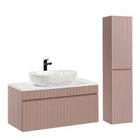 BADMÖBEL 100.4cm Zelie 2er-Set Rose - Rosa, Holzwerkstoff (100.4/48/46cm) - Petits-meubles