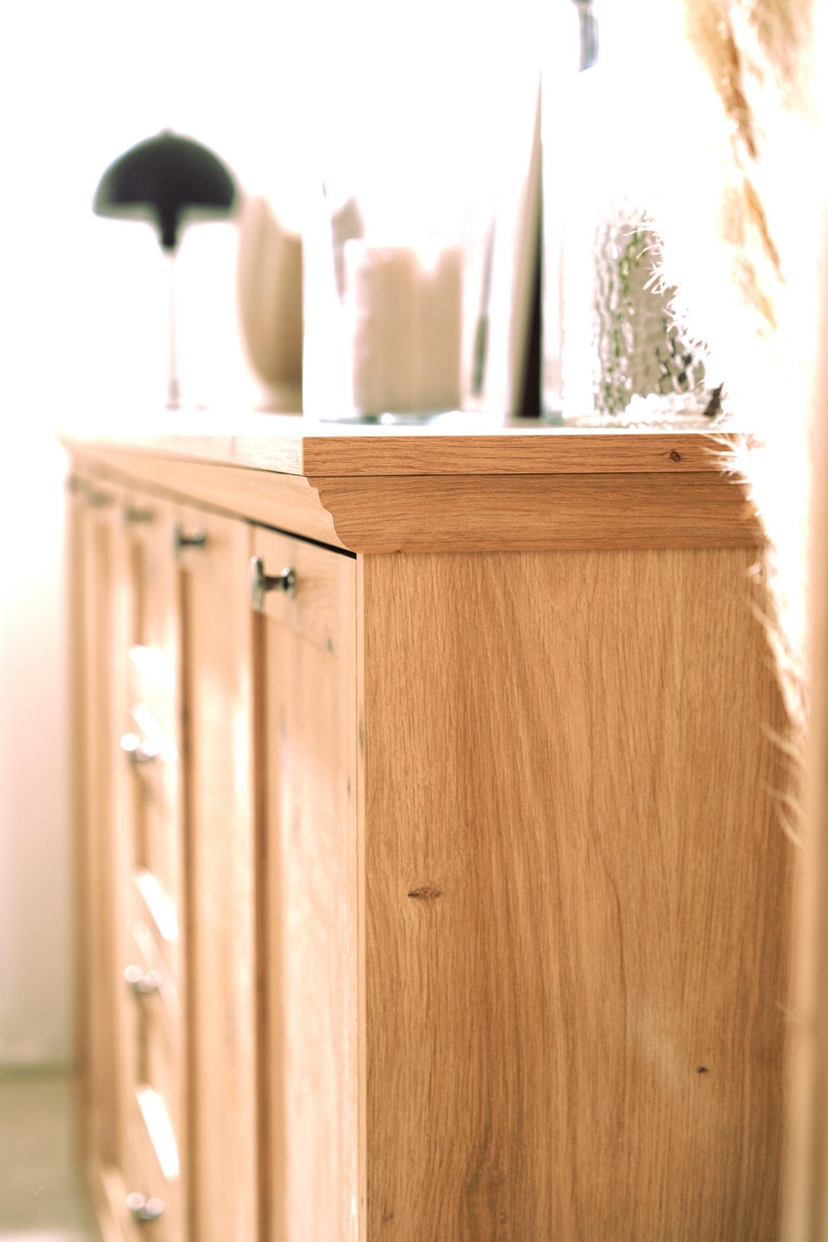 KOMMODE Eiche Artisan 80 cm Landhaus, Sideboard 2-türig - Eichefarben/Silberfarben, Holzwerkstoff/Metall (80/90/35cm) - Furn.Design