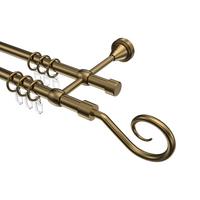 GARDINENSTANGE Primus Allegra 100 cm, 2-läufig, 16 mm Ø Messing Antik - Messingfarben/Bronzefarben, Metall (100cm) - INTERDECO