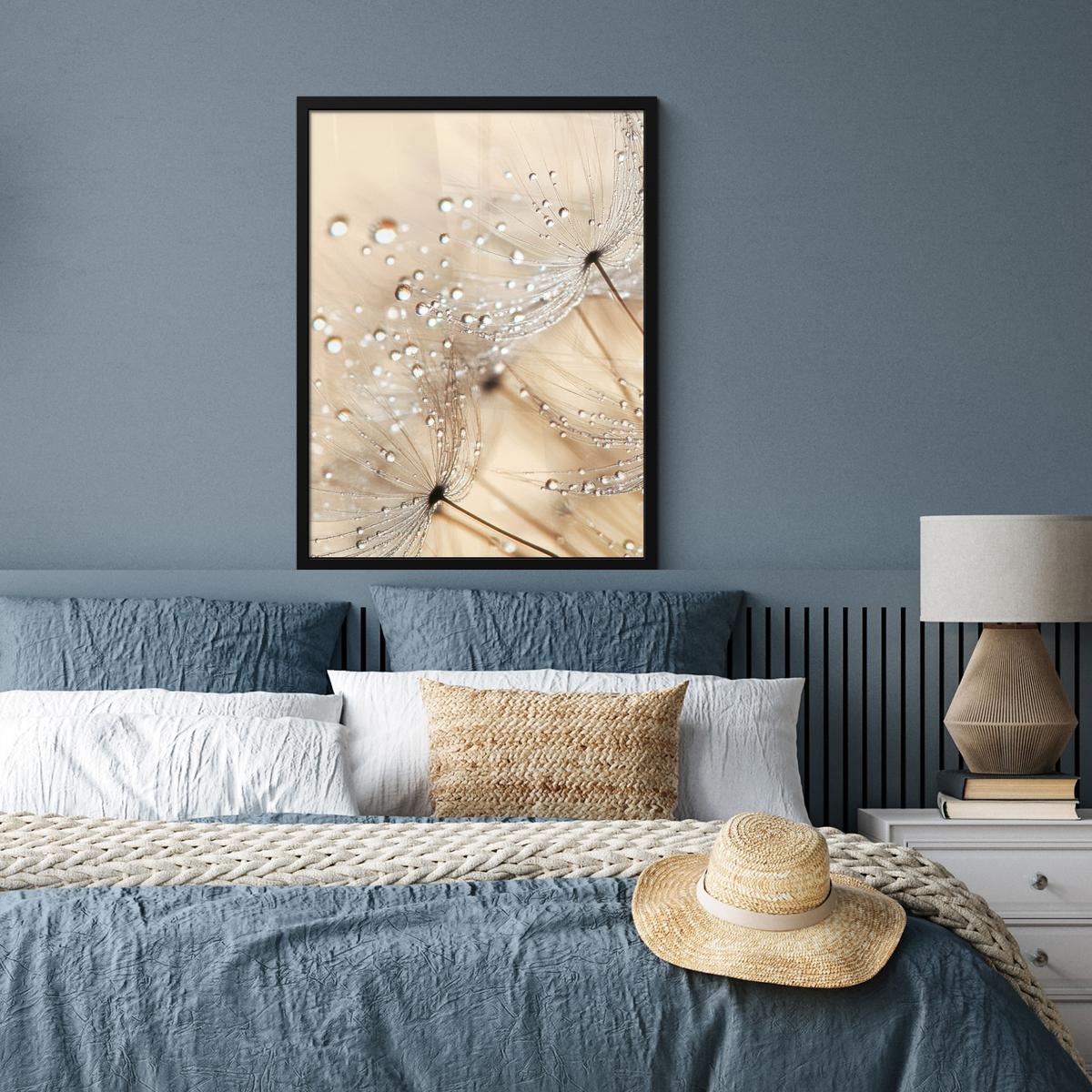 POSTER MIT RAHMENGERAHMTES BILD Löwenzahn - Abstrakt - Natur - Beige Posterleiste 60x80 cm - Braun, Papier (60/80cm) - MuchoWow
