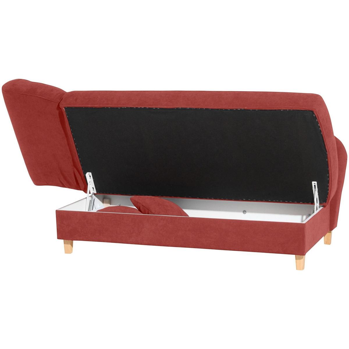 RECAMIERE mit Armteil links klappbar Katia Bezug Veloursstoff Buche natur / terracotta - Rot, Kunststoff (190/82/88cm) - 58aufmkessel