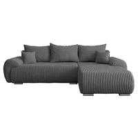 ECKSOFA Ubo L Cord, Seite: Rechts - Dunkelgrau/Silberfarben, Holz/Kunststoff (282/187cm) - MIRJAN24