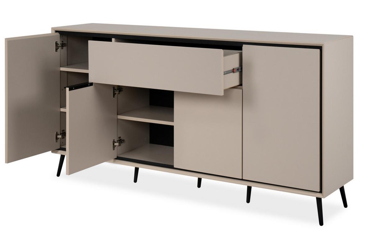 SIDEBOARD Sand und Schwarz 175 x 90 cm, Kommode mit Soft-Close-Funktion - Sandfarben/Schwarz, Holzwerkstoff/Kunststoff (175/90/38cm) - Furn.Design